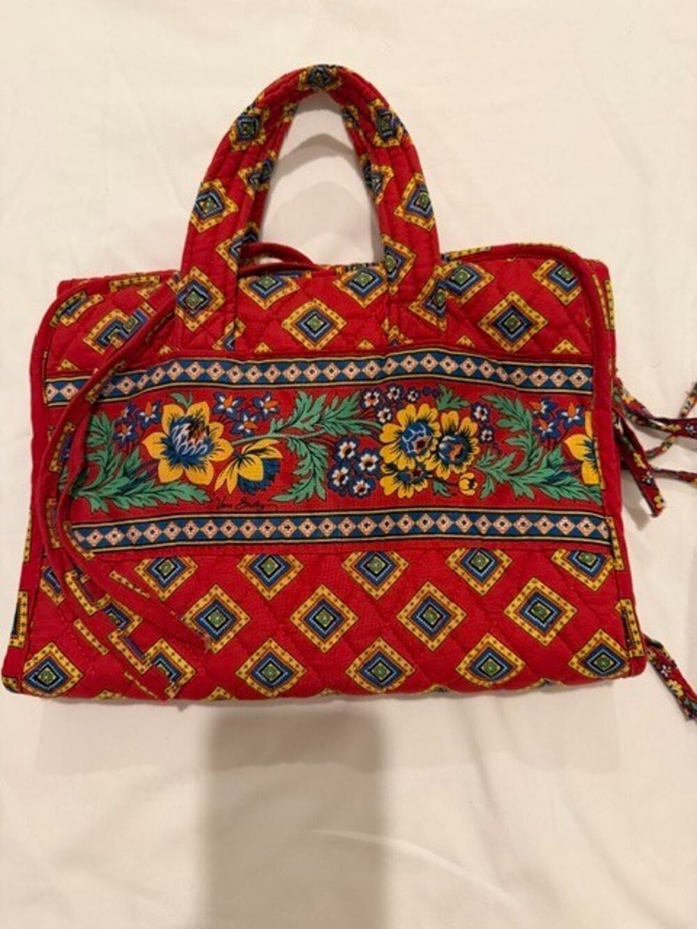 Vintage Vera Bradley Villa Red Hanging Makeup Travel Bag Retired